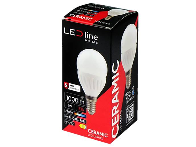 Żarówka LEd E14 7W 1000lm b.ciepły kulka