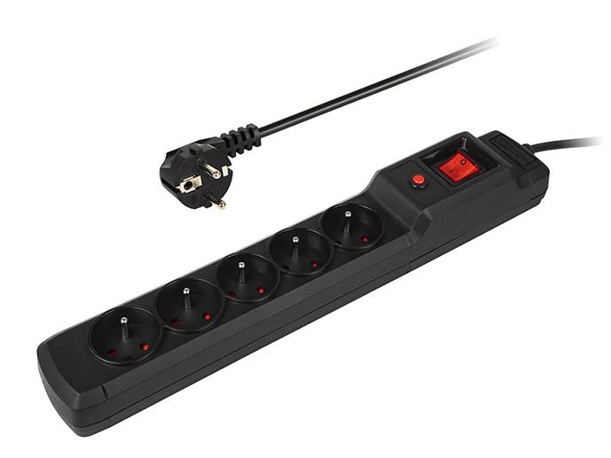 Listwa z filtrem 5gn 1,5m czarna 