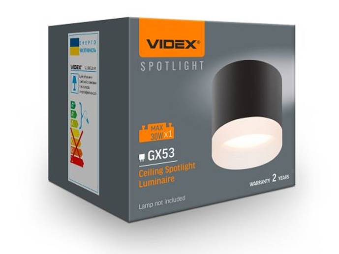 Oprawa natynkowa GX53 Videx czarna