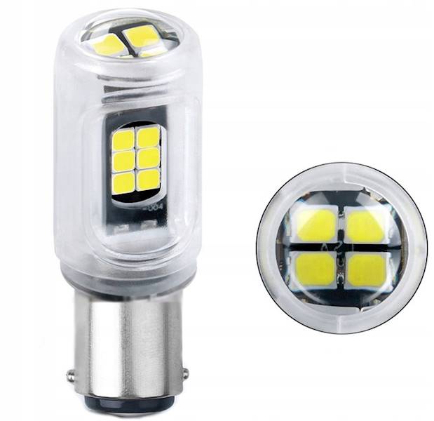 LED P21W BA15S 16 led 3030 premium soczewka + stab
