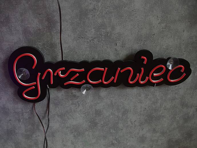 neon Grzaniec 52x15cm z przyssawkami czarne tło