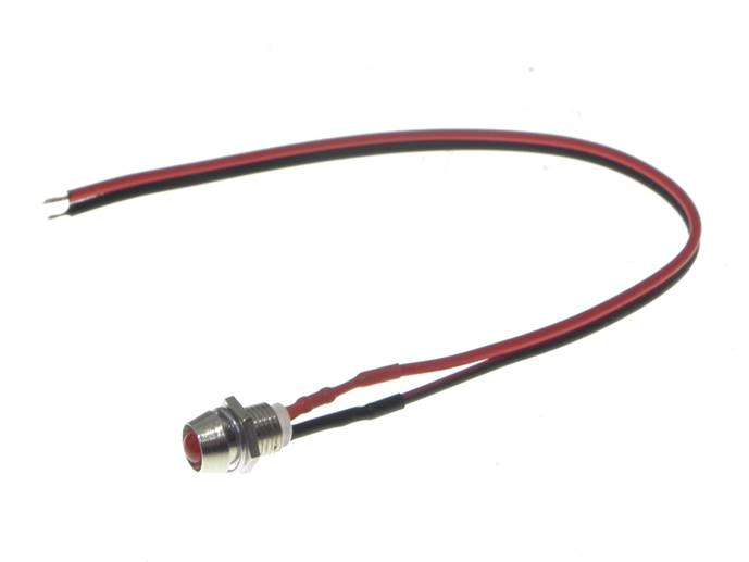 DIODA KONTROLKA 5MM czerw 12V z przewodem migająca