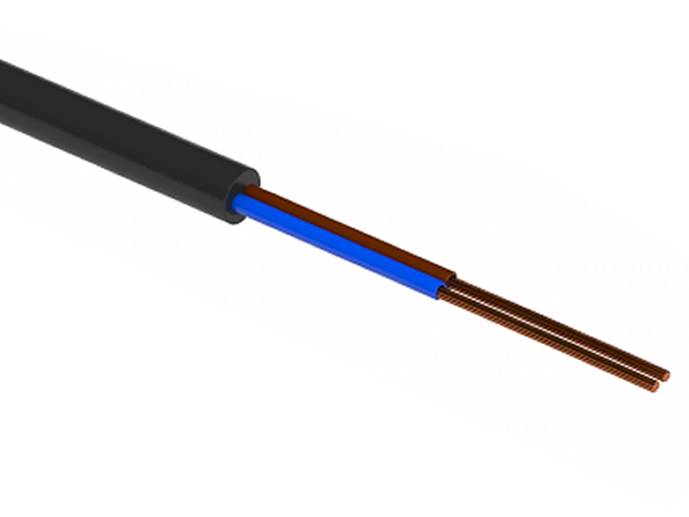 kabel elektryczny OMY 2x0,75 230V czarny okrąg.1m