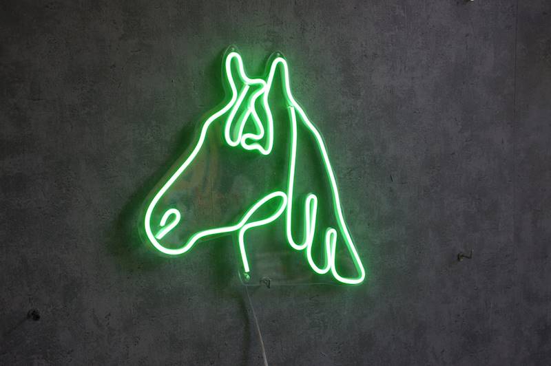 neon Duży koń, przezroczysty 50x48cm