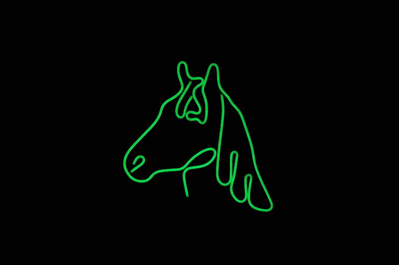 neon Duży koń, przezroczysty 50x48cm