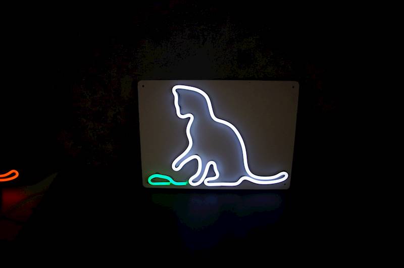 neon Kot i mysz, biały 29x21cm