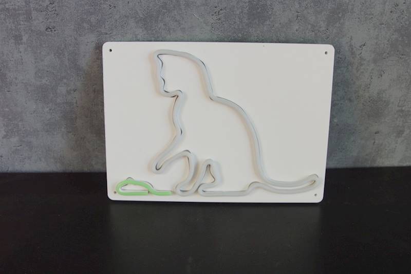 neon Kot i mysz, biały 29x21cm