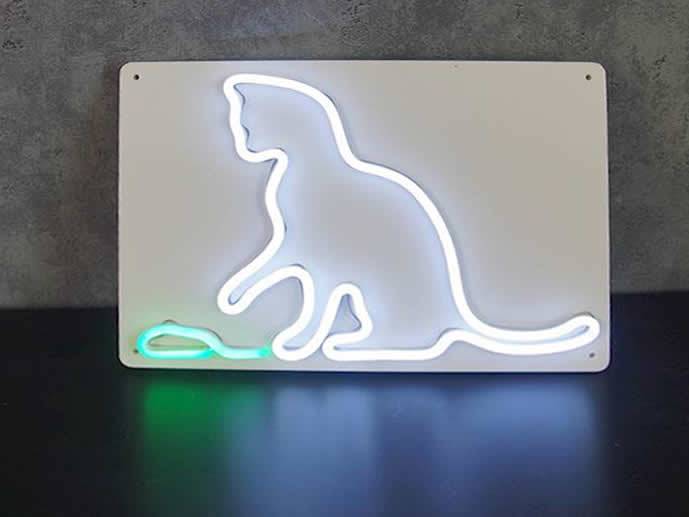 neon Kot i mysz, biały 29x21cm