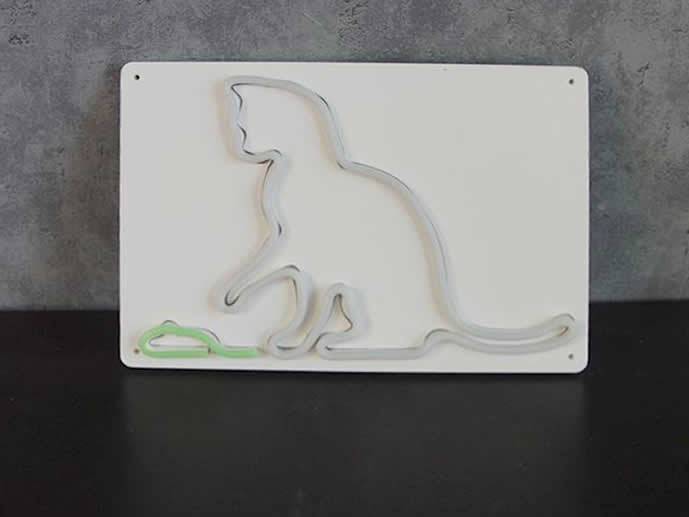 neon Kot i mysz, biały 29x21cm