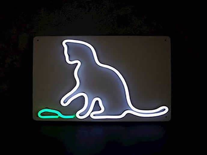 neon Kot i mysz, biały 29x21cm