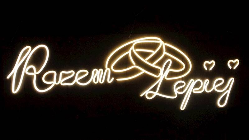 neon Razem lepiej na płycie 64,5x22cm