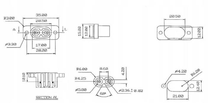 Gniazdo AC ósemka do obudowy PC5