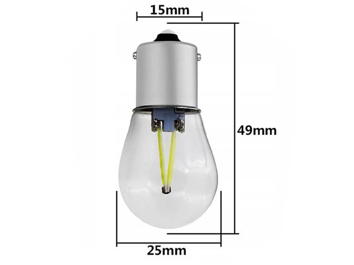 LED 2 COB FILAMENT P21W R5W BA15S 12V 24V BIAŁA