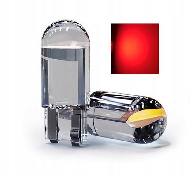 ŻARÓWKA SAMOCHODOWA LED T10 czerwona  sferyczn