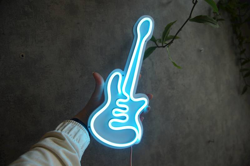 neon Gitara ROCK-owa, biały 40x17cm