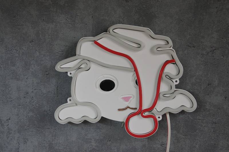 neon Kot słodki z buźką, świąteczny 26x21 cm