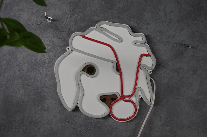 neon Piesek słodk świąteczny, z buźką 26x26cm