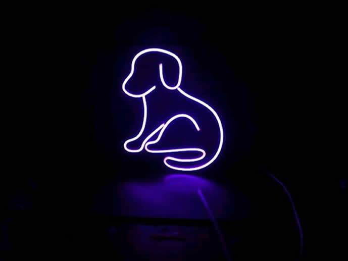 neon Piesek większy, przezroczysty, 24x30cm