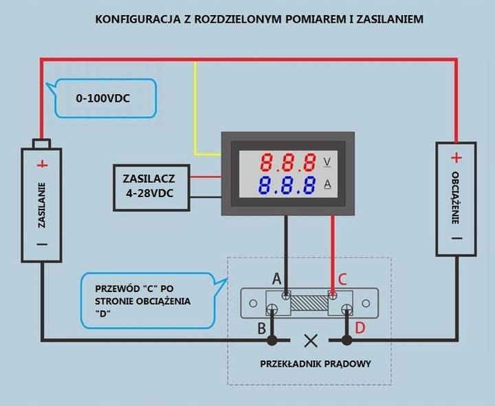 Miernik Voltomierz Amperom Watomierz 100V 50A bocz