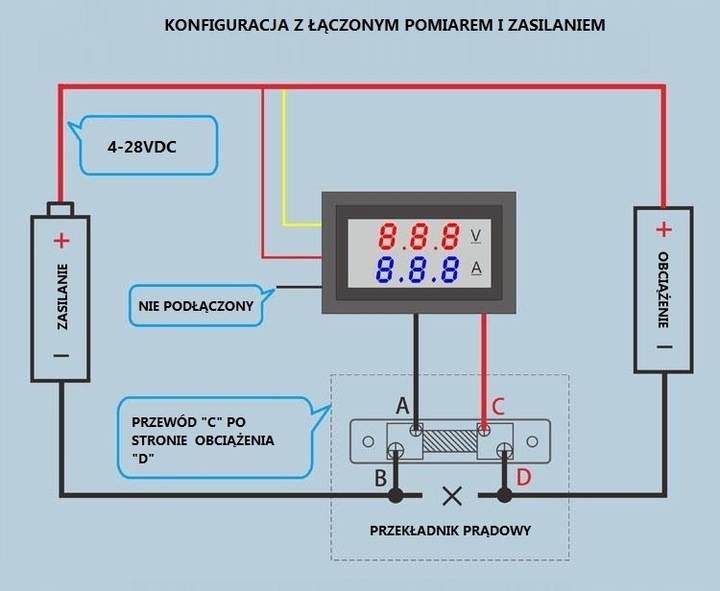 Miernik Voltomierz Amperom Watomierz 100V 50A bocz