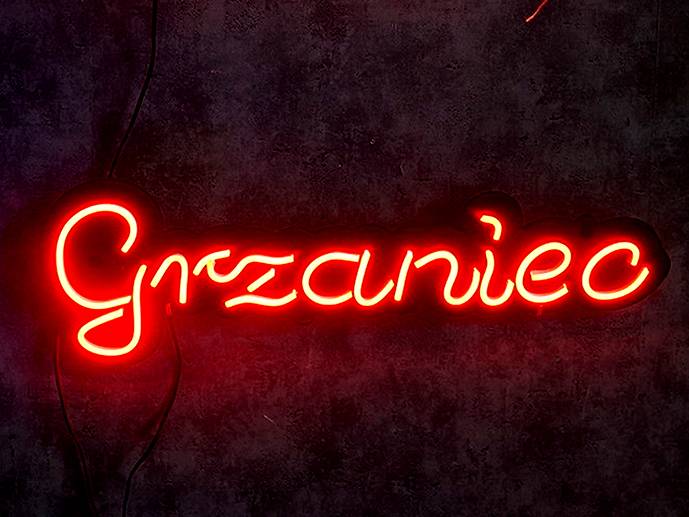 neon Grzaniec 60x20cm z przyssawkami czarne tło