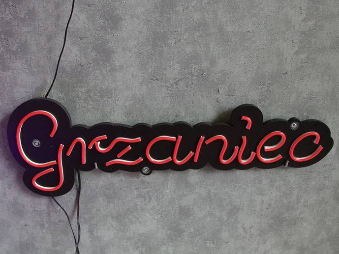 neon Grzaniec 60x20cm z przyssawkami czarne tło