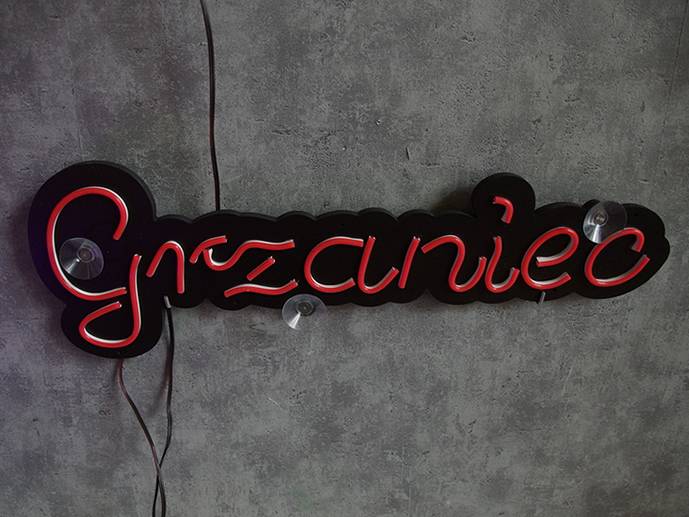 neon Grzaniec 60x20cm z przyssawkami czarne tło