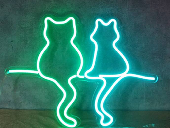 neon Dwa kotki 40x30c m