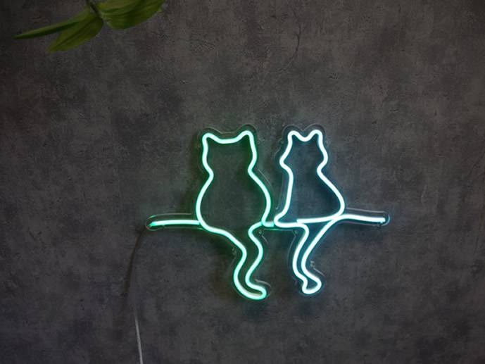 neon Dwa kotki 40x30c m