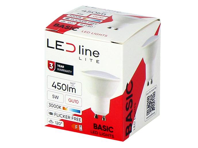 Żarówka LEd gu10 5W b.ciepła szklo