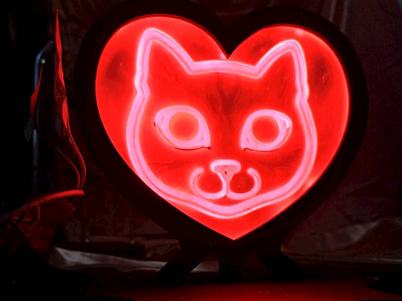 neon karwingowy, Kot Romantyczny 14x14cm 