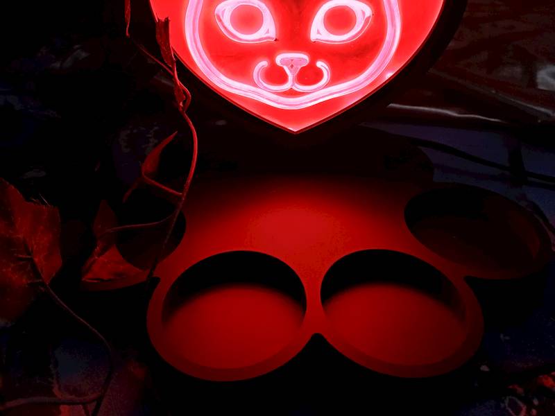 neon karwingowy, Kot Romantyczny 14x14cm 