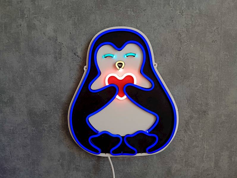 czarny neon, Pingwin 30x35cm