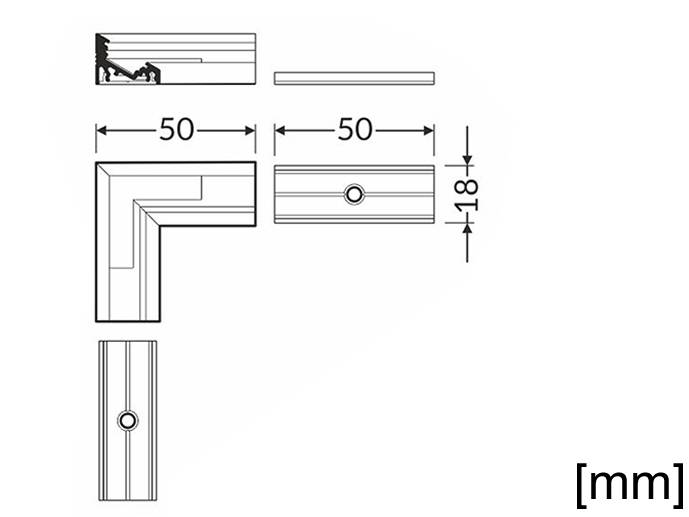 PROFIL do LED CORNER ŁĄCZNIK KĄTOWY wewnętrzny