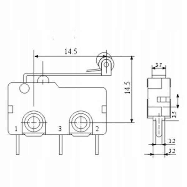 Mikrostyk Przełącznik krańcowy mini z rolką pośli 