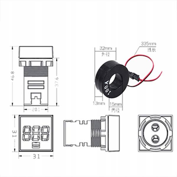Woltomierz, amperomierz, częstotl. 3w1. Panelowy