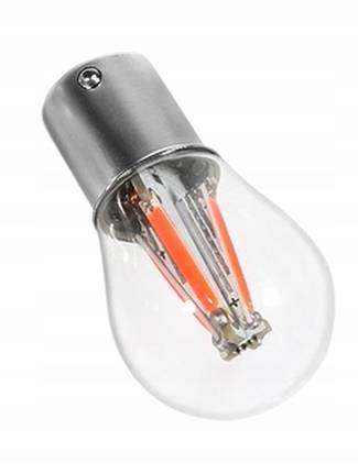 LED 4 COB FILAMENT P21W R5W BA15S 12V 24V CZERWONA