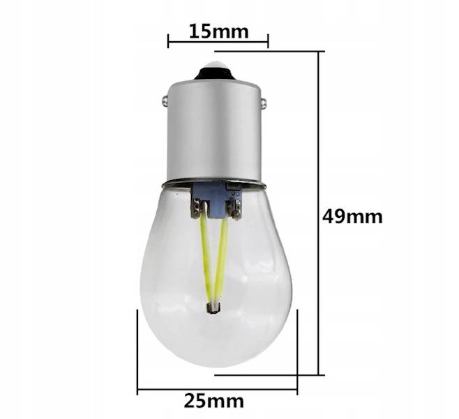 Żarówka LED 4 COB filament P21/5W 12V 24V pomarańc