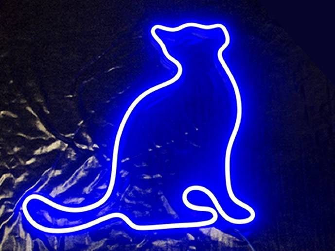 neon Kot2 w zadumie prawy, przezroczysty 29x29cm
