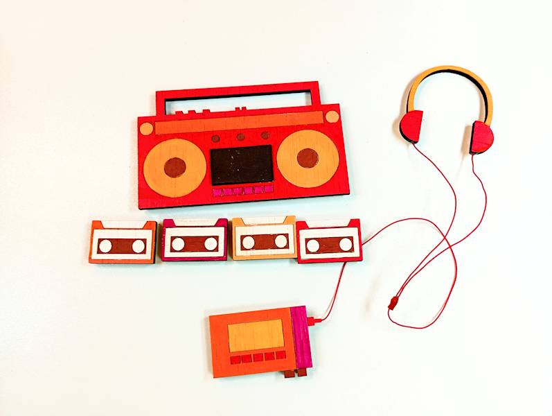 zestaw 7 magnesów Retro muzyka, duże