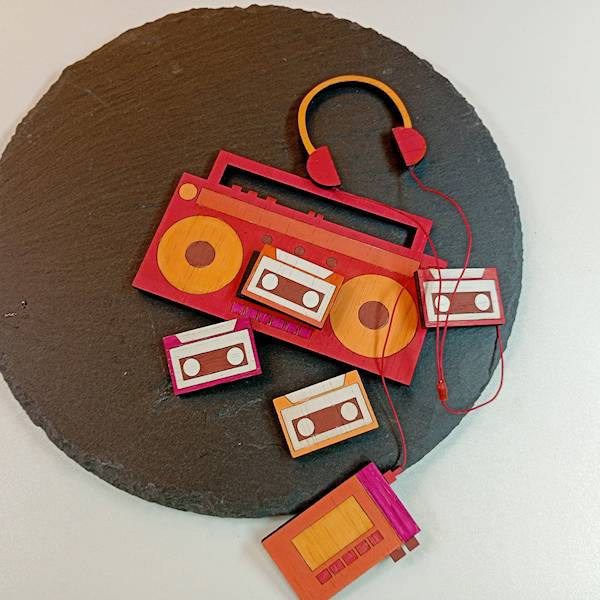 zestaw 7 magnesów Retro muzyka, duże