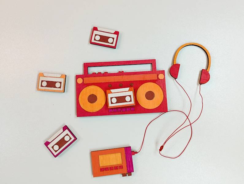zestaw 7 magnesów Retro muzyka, duże