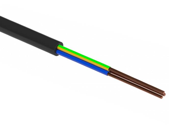 kabel elektryczny OMY 3x0,75 230V czarny okrąg.1m