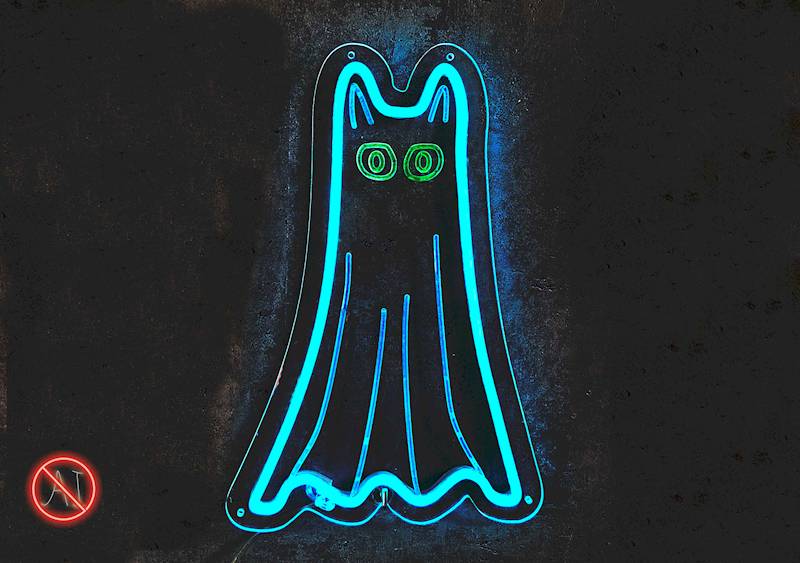 neon kot duch 22x33 cm