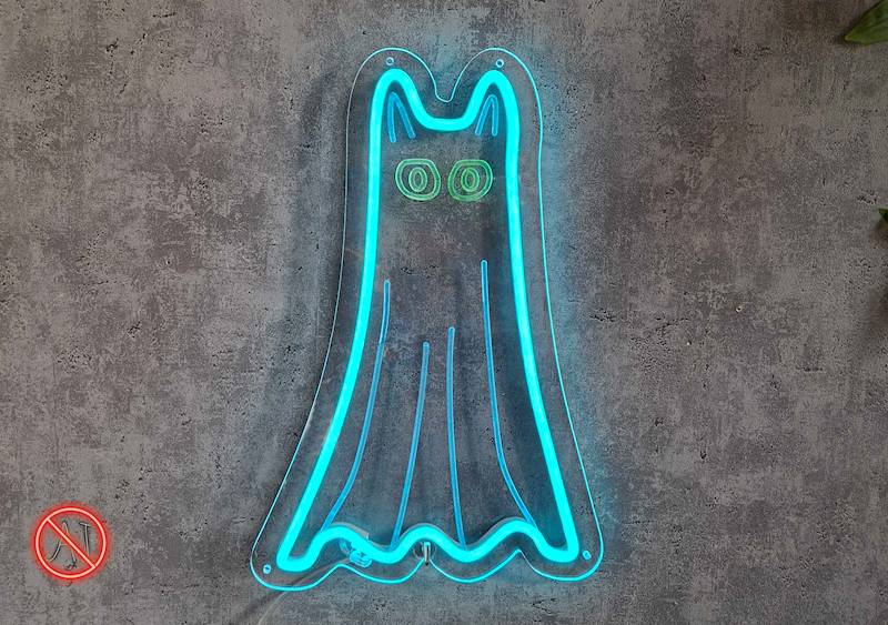neon kot duch 22x33 cm