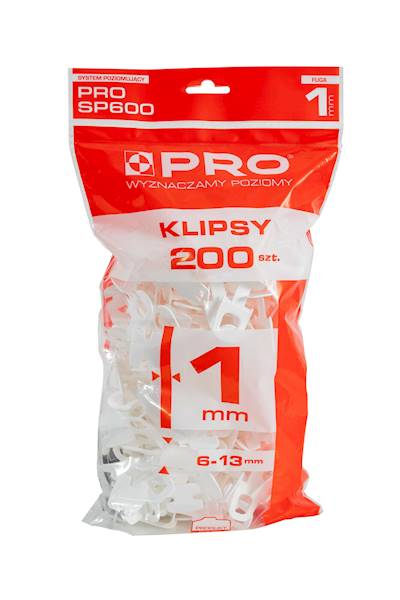 System poziomowania 1 mm klipsy 200 szt. PRO-SP600