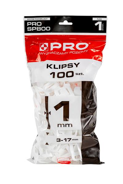 System poziomowania 1 mm klipsy 100 szt. PRO-SP800