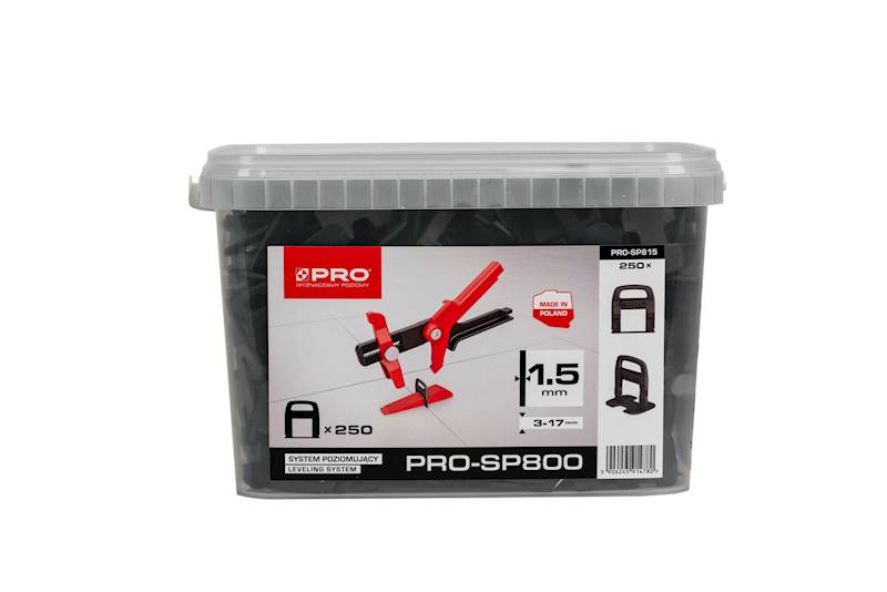 System poziomowania 1,5 mm klipsy 250 szt. / wiadro 5 l PRO-SP800