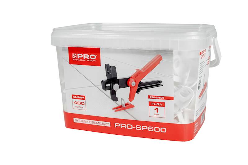 System poziomowania 1 mm klipsy 400 szt. / wiadro 5 l PRO-SP600