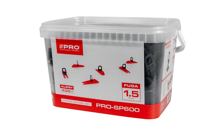 System poziomowania 1,5 mm klipsy 400 szt. / wiadro 5 l PRO-SP600